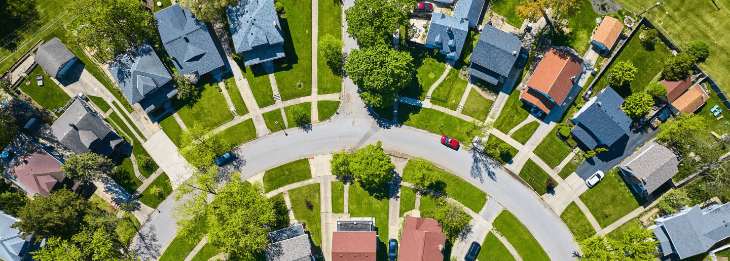 Aerial view of residential neighborhood